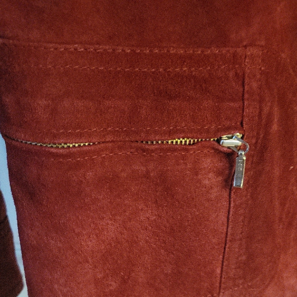 Maroon Suede Leather Jacket - Picture 4 of 5